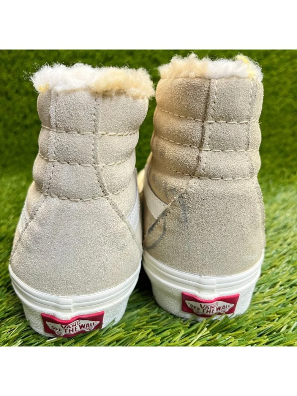 Vans Sk8 Hi Cozy Hug Biscotti Womens Size 5.5 Beige Athletic Skate Shoes Sneaker